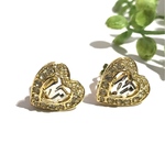 VINTAGE nina ricci  ニナリッチ  ハート　ストーンイヤリング  クリップ　ブライダル　結婚式　アンティーク  ヴィンテージ  華やか　ギフト　プレゼントにも　
