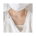 【2way】マスクストラップ　マスクチェーン　ビーズネックレス　white×gold×clear