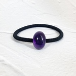 ザンビア産 宝石質アメジストの髪飾り（ヘアゴム）-amethyst