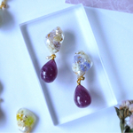 鉱山型☆かすみ草×淡水パール☆パープル☆ピアス・イヤリング