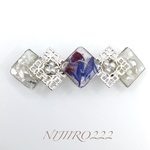 夏色押し花MIX シルバーミニスクエアバレッタ＊送料無料＊6㎝バレッタ ヘアアクセサリー#minne #ブルー