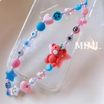 ビーズストラップ🧸スマホストラップ💙POPくまピンク＆ライトブルーʕ•ᴥ•ʔ/MIMI.