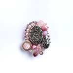 con Rosa 12  Antique Silver Beads Reunion  ビーズ刺繍ブローチ