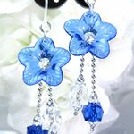 ☆夏色フラワー（ネイビー）☆ピアス（樹脂フック）