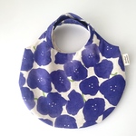 ぺったんこまるbag  フラワー　ブルー