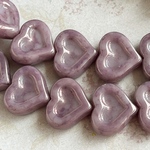 【14㍉ 6個】ハート♡ まだらpurple ♡チェコビーズ♡パープル♡紫