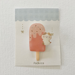 ストロベリーアイスバーブローチ(ねこ)
