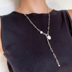 [2way] 淡水パール  ロングチェーンネックレス　［SSN038］パール　ロングネックレス　淡水パール　シルバーネックレス　パールネックレス　ステンレス　ロング  2wayネックレス　