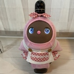 ピンク水玉柄　ホワイト　ホーン飾り　レース