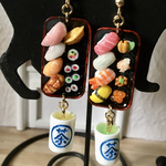 ミニチュア お寿司プレート・お茶付きピアス