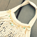 あみあみ海バッグ★ベージュアクアグリーン