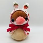 【受注製作only】いちご の 白 ケープ * 文鳥 着せ替え ぬいぐるみ 用* 苺 ホワイト ストロベリー  プレゼント ぬいぐるみ服 ぬい服 ぬいコス 20220201