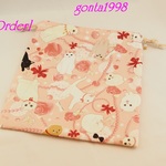 「pika1019様のご注文品」☆気持ち華やぐ巾着袋(裏地付き♡）(ネコちゃん柄♡）