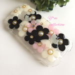 maminaay様オーダー品＊ピンク❤︎モノトーンポーチュラカのらくらくフォン3 F06-Fケース