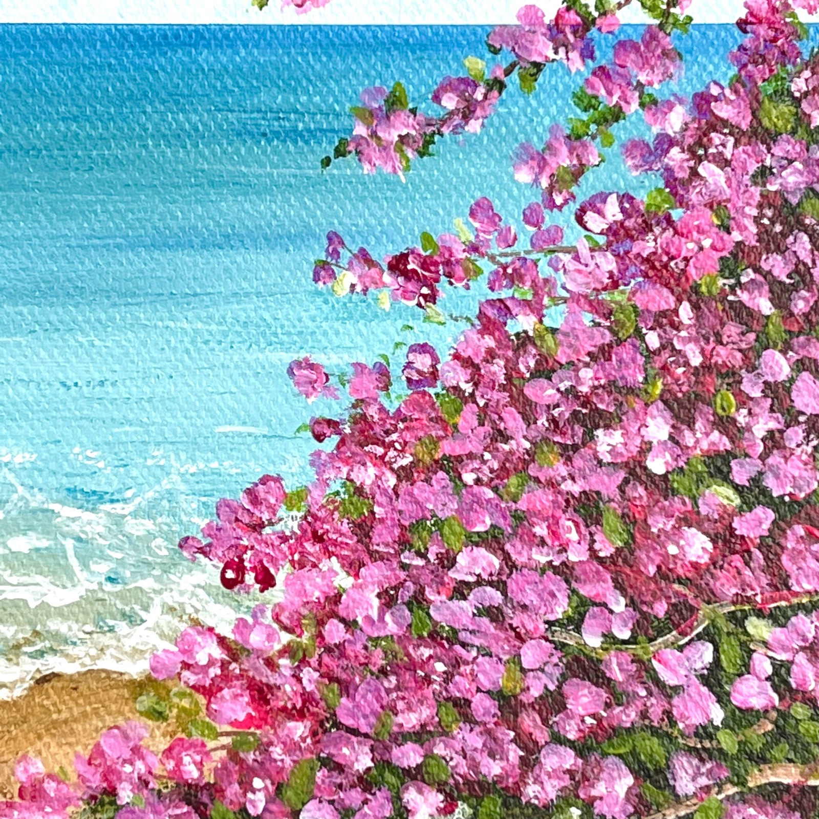 アクリル画《原画》 ✴︎ 海とブーゲンビリア✴︎ - Loncheka