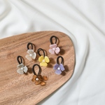 mini flower gom (6color set )　キッズ　ベビー　フラワー　花　セット　ヘアゴム　パール