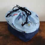 お弁当袋　巾着袋　【ボーイズブルー×ネイビー】