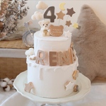 ゲスト様　専用　ナチュラルくまさんのクレイケーキ☆1歳誕生日ケーキ　誕生日ケーキ　記念日　自宅撮影　1歳以外でも承ってます♪