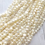 【約2.5～3.5mm　1連約34cm】淡水パール　バロック　ホワイト