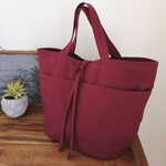 🆕バケツ型トート　ワインレッド　あじわいキャンバス/A4 /大きめサイズＬトート