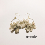 アンティーク風 お花 フープ ピアス