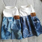 犬服！Msize！デニム！ハイウエストワンピース　インディゴ