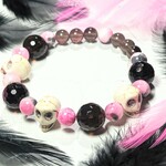 天然石 ブレスレット、スカル シリーズ ②、ドクロ、ガイコツ、ハウライト、キャンディジェイド、スモーキークォーツ、パワーストーン、送料無料♪