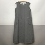 【terumikupa様　注文分】リップル地　小さなチェック柄　ノースリーブ  ワンピース　[黒］