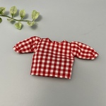単品　赤ギンガムチェック　スクエアネックのトップス　リカちゃん　服　22cmドール