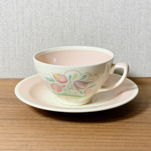 スージークーパー ドレスデンスプレイ カップ＆ソーサー(ピンク) C イギリス製 ヴィンテージ susie cooper Dresden Spray 14,200円