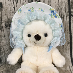 ボンネット帽子風♡ペット用カチューシャ♡水色レース