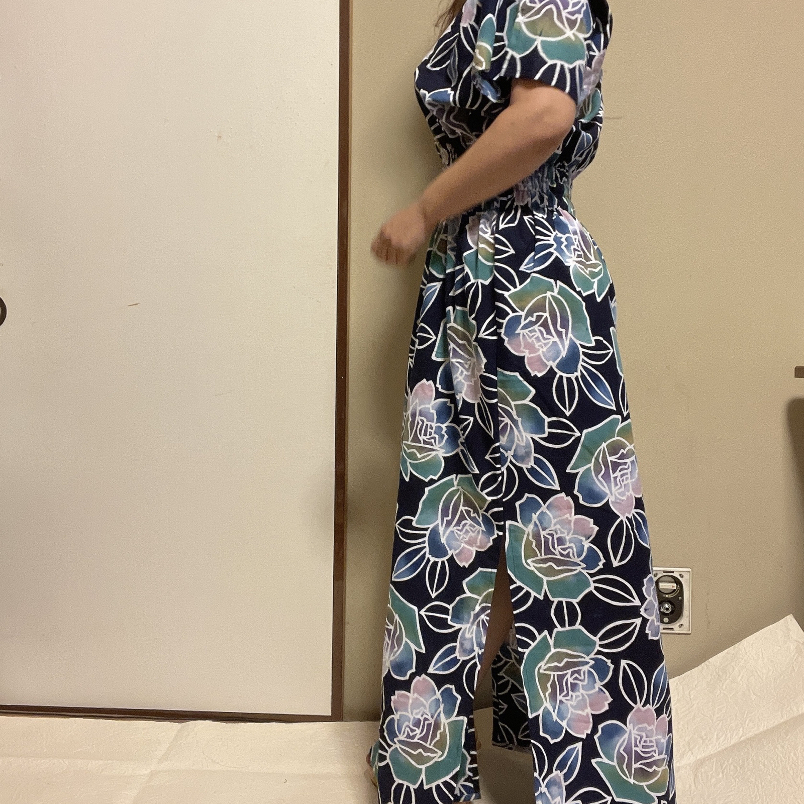一点物　本染浴衣　ワンピース ハンドメイド　ロング　マキシ　シンプル　紺　綿 楽天市場】【浴衣リメイクワンピース】当店オリジナル一点もの