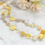 ＊イエローとお花のロングネックレス