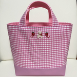 ファミリア風トートバッグ♡ワッペン付き♡ピンクチェック♡