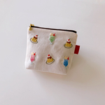 【オーダー品】クリームソーダとプリンとオムライスの刺繍ポーチ【12cmファスナー使用】マチ付き