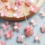 【6つ】アクリル　濃ピンク　フラワー　ビーズ　花　花びら パール　ピンク　