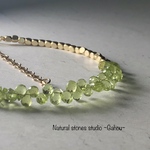 14kgf【宝石質ペリドット】萌黄色のブレスレット/ペアシェイプAA＋＋/8月誕生石/無料ラッピング/ギフト