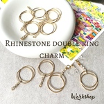 ☆再入荷☆【4pcs】ジルコニアラインストーンダブルリングチャーム　22079