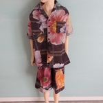 半袖開襟シャツ＆ハーフパンツ【ワインフラワー】