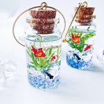 金魚のガラスコルク瓶    バッグチャーム   キーホルダー 