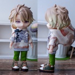 オフホワイト和柄　パーカーセット（ねんどろいどどーるオビツ11ボディ共有サイズ）