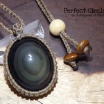 ◌*⃝ ◎｡.*ﾟ Perfect Circle ・｡..｡+レインボーオブシディアンマクラメペンダントﾟ*.｡●｡.