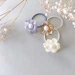 ꫛᥱꪝ＊pearl flower＊パール付お花のベビーヘアゴム　2個セット