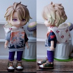 パッチワークパーカーとパンツのセット（イカリ柄）（ねんどろいどどーるオビツ11ボディ共有サイズ）