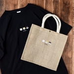 お得セット◎柴犬刺繍Tシャツ&ジュートバッグセット 《ブラック》 ビッグシルエット ショルダー 2way