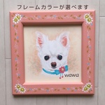 ~リアル似顔絵オーダー♪お花フレーム♪壁掛け、スタンド両用♪トールペイント♪飾り♪犬♪猫♪フレーム♪オーダーメイド♪