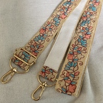 ★sale★レトロインド刺繍ショルダーストラップ(ブルーお花)