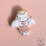 天使ねこ＊刺繍ブローチ