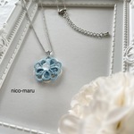 ❇︎ 優しい彩りネックレス ❇︎ 《 Daisy 》タティングレース & キャッツアイ ◇ sky blue & white ◇ 本ロジウム 