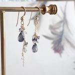 14kgf  アイオライト × ラブラドライト アシンメトリーピアス